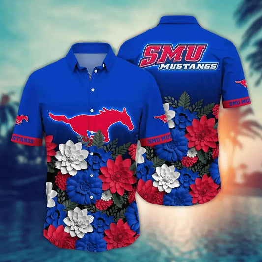 SMU Mustangs NCAA Flower Aloha Hawaiian Shirt 13, NCAA Hawaiian Shirt Moonbestprint