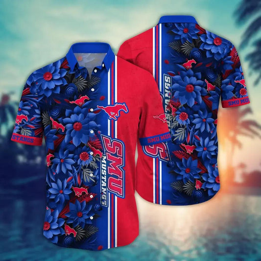 SMU Mustangs NCAA Flower Aloha Hawaiian Shirt 3, NCAA Hawaiian Shirt Moonbestprint