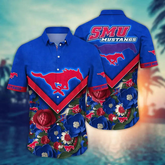 SMU Mustangs NCAA Flower Aloha Hawaiian Shirt 4, NCAA Hawaiian Shirt Moonbestprint