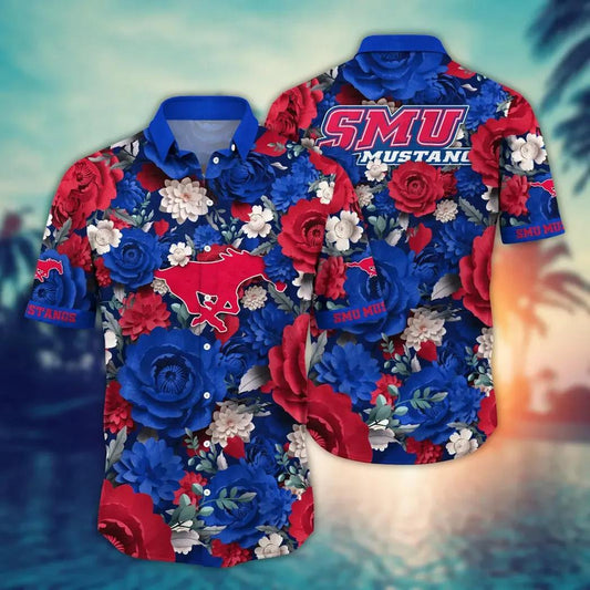 SMU Mustangs NCAA Flower Aloha Hawaiian Shirt 5, NCAA Hawaiian Shirt Moonbestprint