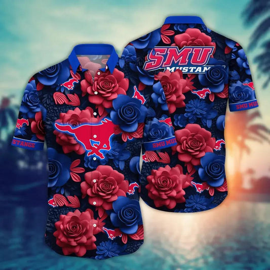 SMU Mustangs NCAA Flower Aloha Hawaiian Shirt 7, NCAA Hawaiian Shirt Moonbestprint