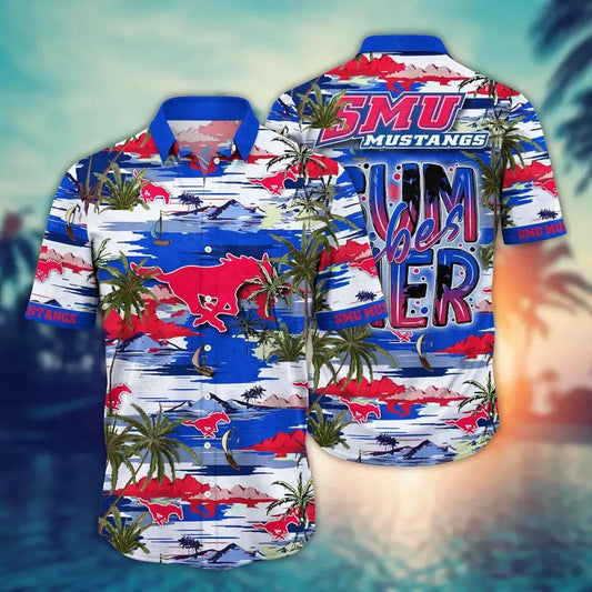 SMU Mustangs NCAA Flower Aloha Hawaiian Shirt 8, NCAA Hawaiian Shirt Moonbestprint
