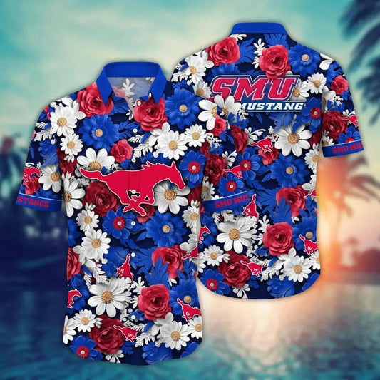 SMU Mustangs NCAA Flower Aloha Hawaiian Shirt 9, NCAA Hawaiian Shirt Moonbestprint