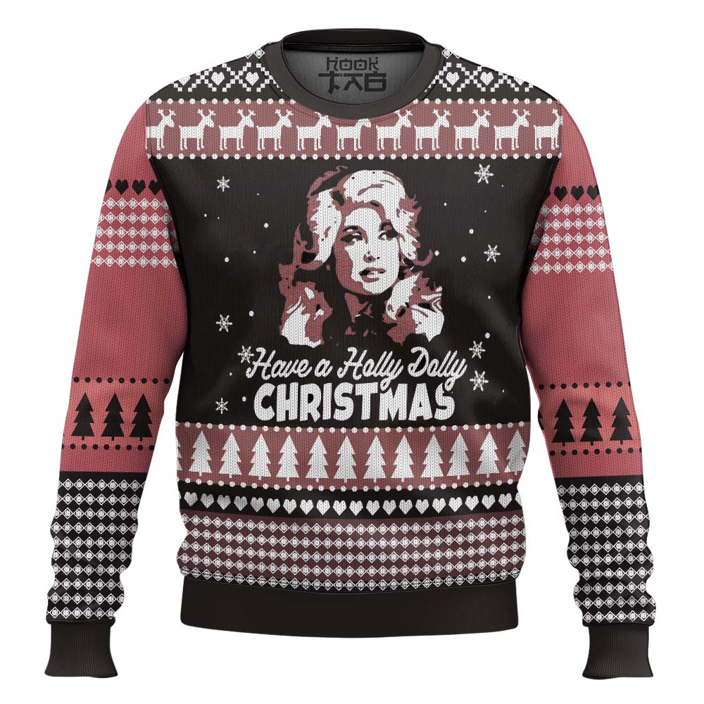 Dolly Parton Holly Dolly Christmas Pine Tree Pattern Ugly Christmas Sweater – Moonbestprint