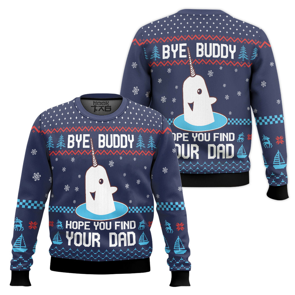 Elf Bye Buddy Hope You Find Your Dad Christmas Pattern Ugly Sweater – Moonbestprint