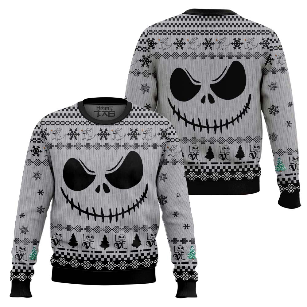Jack Skellington Face Love White Hoodie Christmas Sweater – Moonbestprint