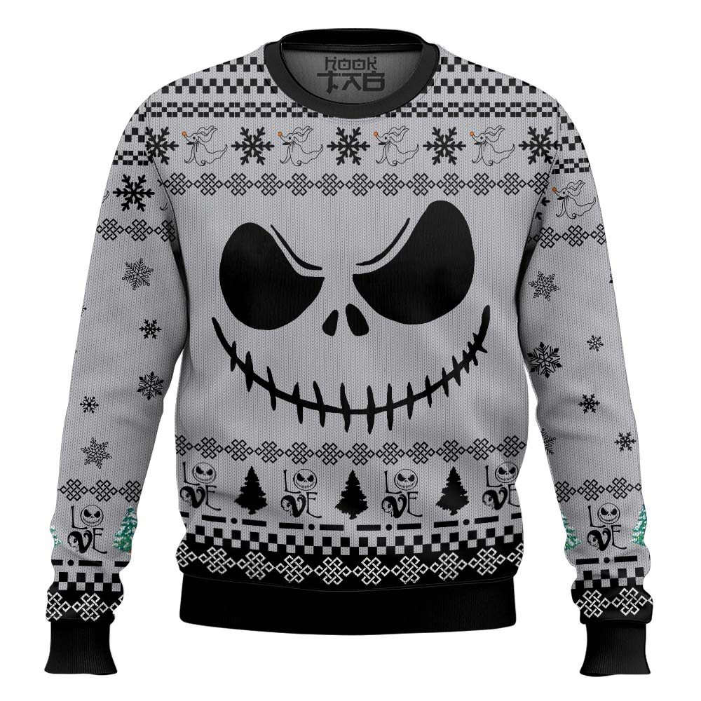 Jack Skellington Face Love White Hoodie Christmas Sweater – Moonbestprint