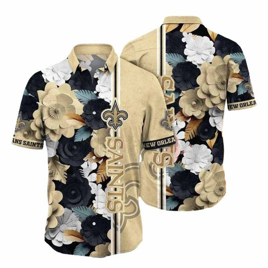 Saints Botanical Nightfall Hawaiian Shirt New Orleans Sunset Tones - Moonbestprint