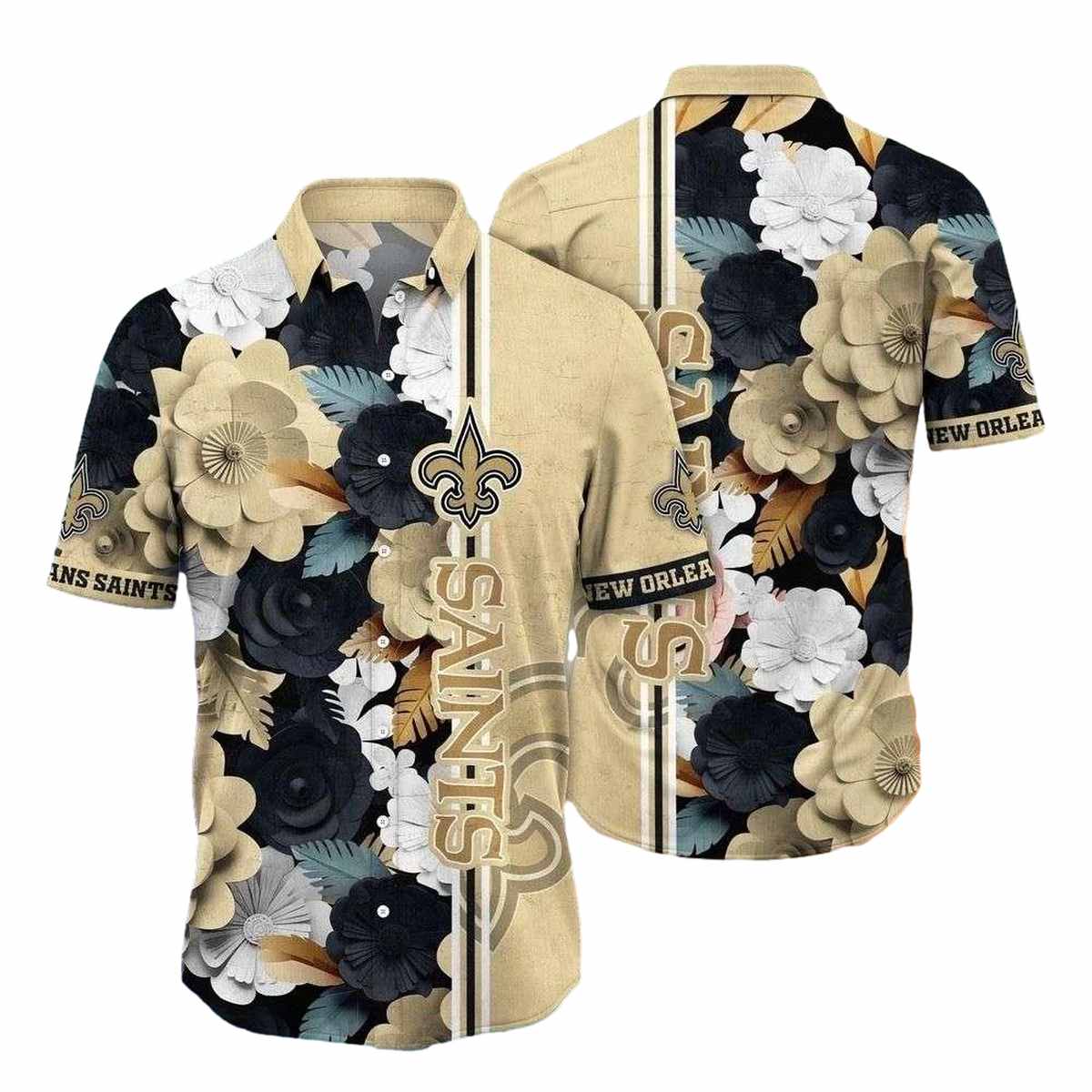 Saints Botanical Nightfall Hawaiian Shirt New Orleans Sunset Tones - Moonbestprint