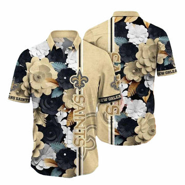Saints Botanical Nightfall Hawaiian Shirt New Orleans Sunset Tones - Moonbestprint