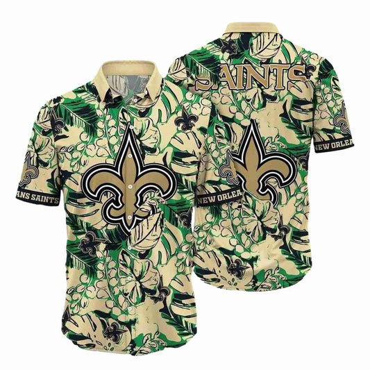 Saints Greenery Camo NFL Hawaiian New Orleans Saints Shirt - Moonbestprint