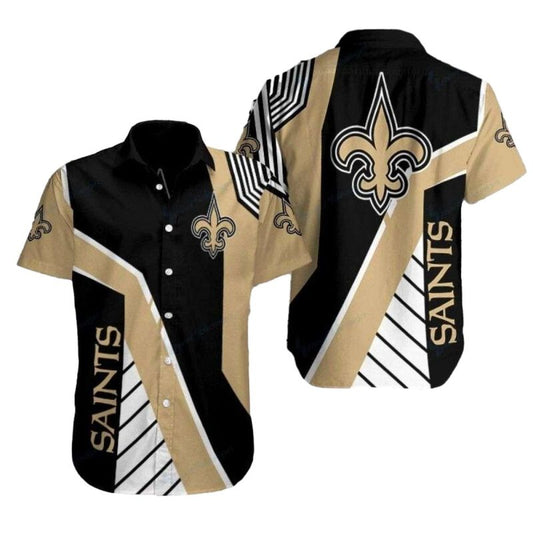 Saints Spirited Stripe New Orleans Saints Hawaiian Shirt - Moonbestprint