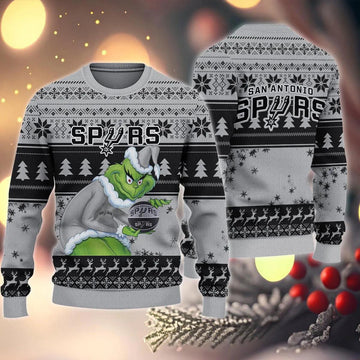 San Antonio Spurs Grinch Stolen Ugly Christmas Sweater, NBA Chritsmas Sweater Moonbestprint
