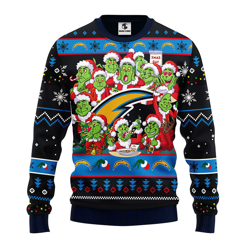 San Diego Chargers 12 Grinch Xmas Day Ugly Christmas Sweater Moonbestprint