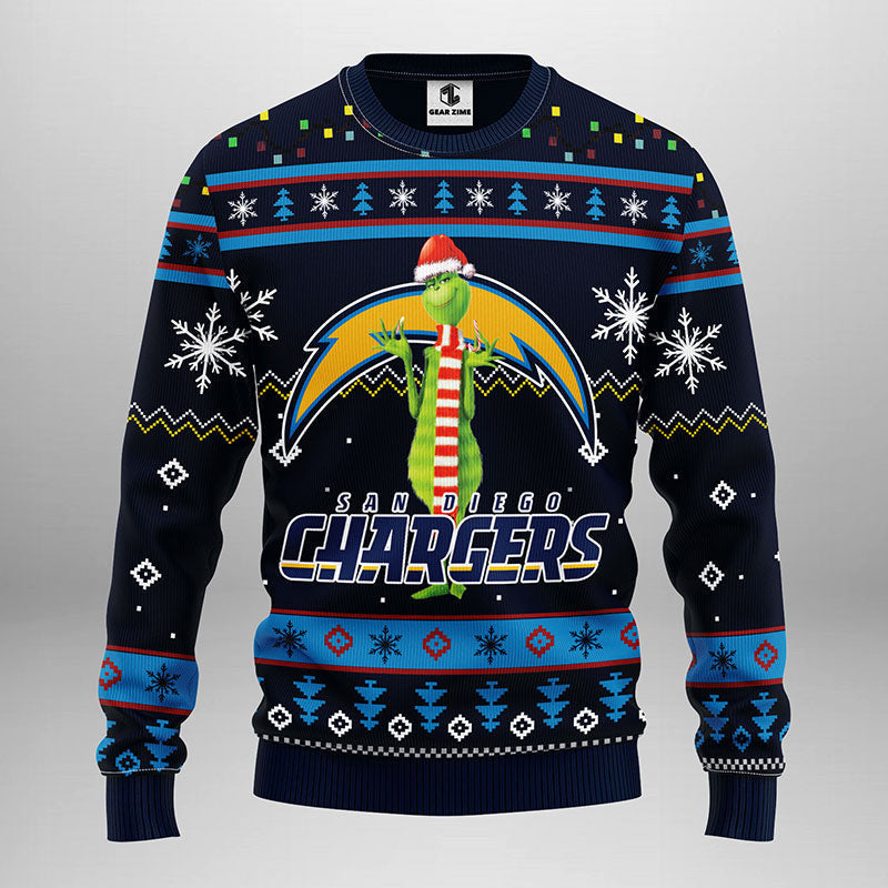 San Diego Chargers Funny Grinch Ugly Christmas Sweater Moonbestprint