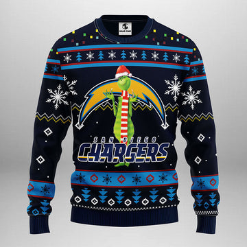 San Diego Chargers Funny Grinch Ugly Christmas Sweater Moonbestprint