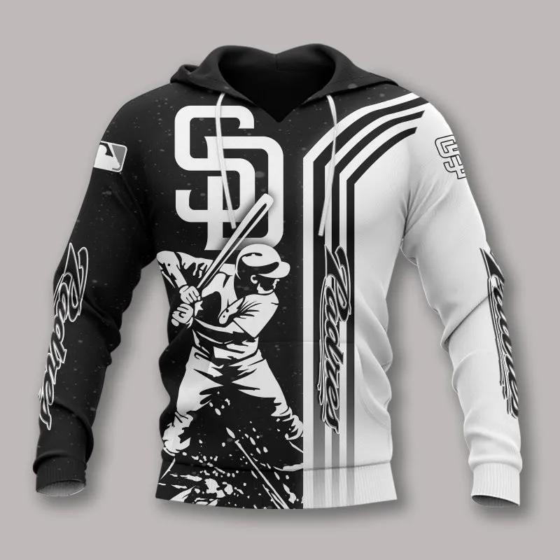 San Diego Padres Black And White All Over Print Hoodie 1, MLB Hoodie Moonbestprint