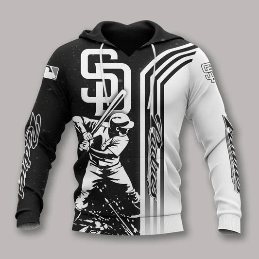 San Diego Padres Black And White All Over Print Hoodie 1, MLB Hoodie Moonbestprint