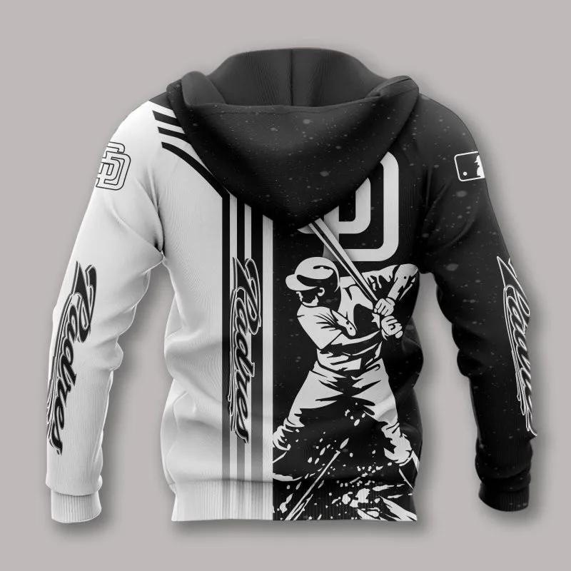 San Diego Padres Black And White All Over Print Hoodie 1, MLB Hoodie Moonbestprint