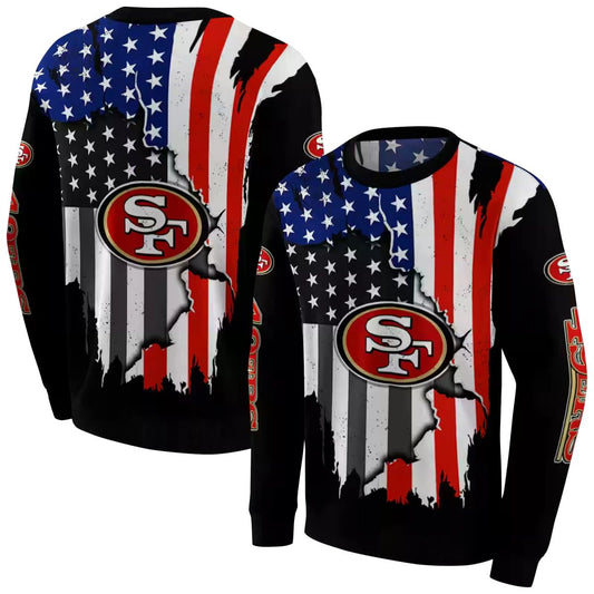 San Francisco 49ers American Pride Black Aop Sweatshirt - Moonbestprint