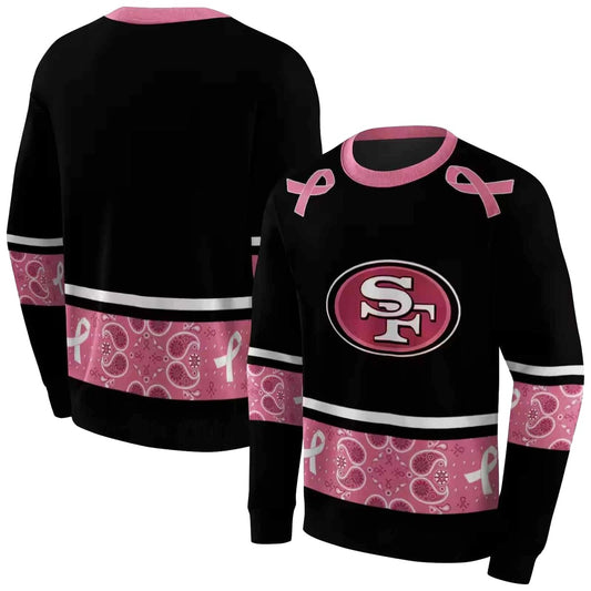 San Francisco 49ers Awareness Ribbon Black Pink Aop Sweatshirt - Moonbestprint