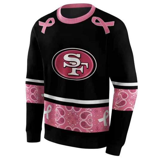 San Francisco 49ers Awareness Ribbon Black Pink Aop Sweatshirt - Moonbestprint