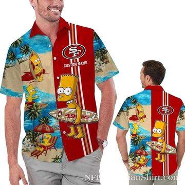 San Francisco 49ers Bart Simpson Beach Surfing Hawaiian Shirt - Moonbestprint