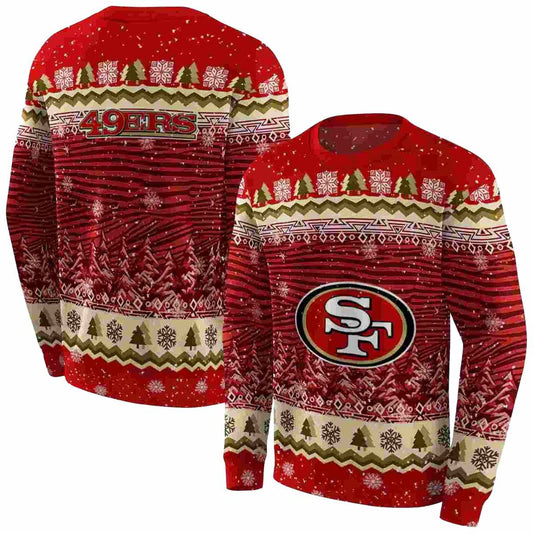 San Francisco 49ers Christmas Trees Red Aop Sweatshirt - Moonbestprint