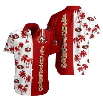 San Francisco 49ers Coconut Island Red And White Hawaiian Shirt - Moonbestprint