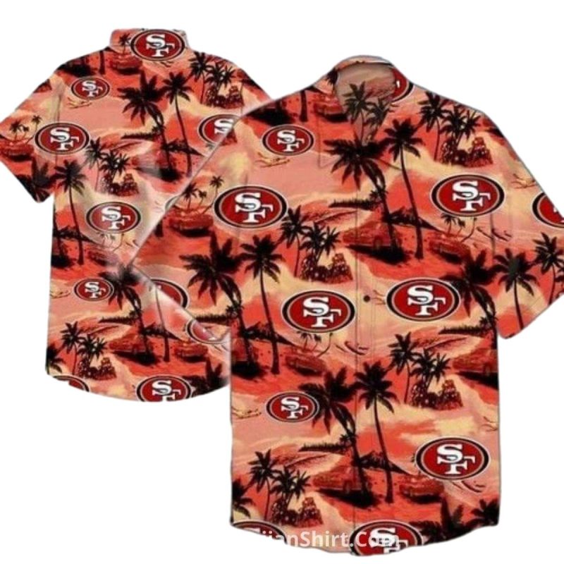 San Francisco 49ers Coconut Island Sunset Hawaiian Shirt - Moonbestprint