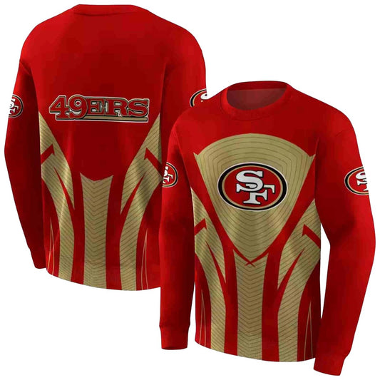 San Francisco 49ers Concentric Lines Red Black Aop Sweatshirt - Moonbestprint