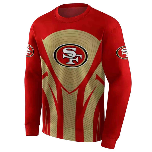 San Francisco 49ers Concentric Lines Red Black Aop Sweatshirt - Moonbestprint