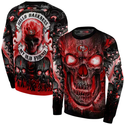 San Francisco 49ers Demonic Skull Red Black Aop Sweatshirt - Moonbestprint