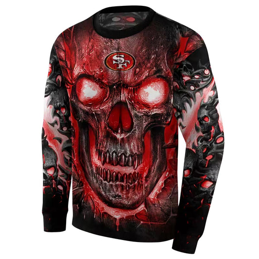 San Francisco 49ers Demonic Skull Red Black Aop Sweatshirt - Moonbestprint