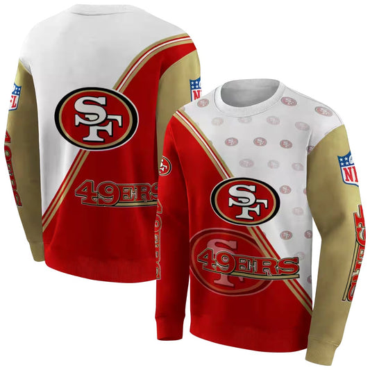 San Francisco 49ers Diagonal Stripe Red White Aop Sweatshirt - Moonbestprint