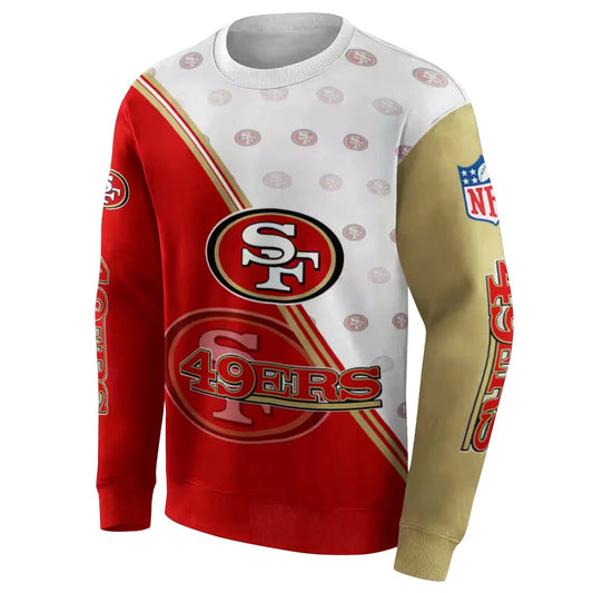 San Francisco 49ers Diagonal Stripe Red White Aop Sweatshirt - Moonbestprint
