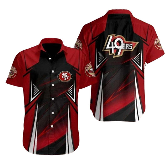San Francisco 49ers Dynamic Play Red Black Hawaiian Shirt - Moonbestprint