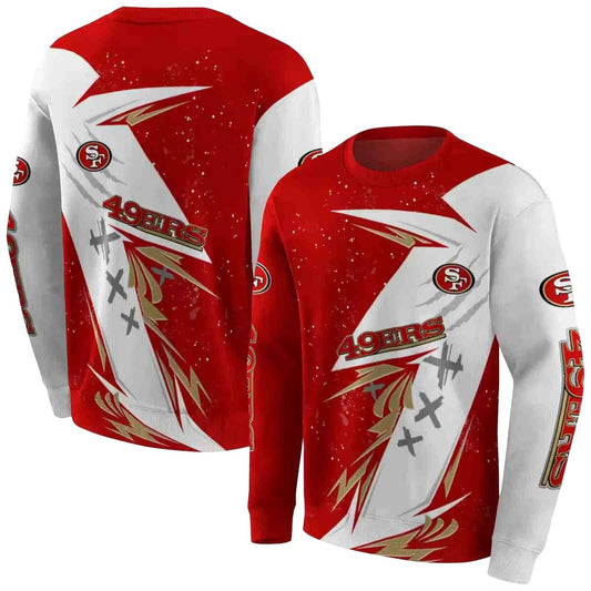 San Francisco 49ers Dynamic Slash Red White Aop Sweatshirt - Moonbestprint