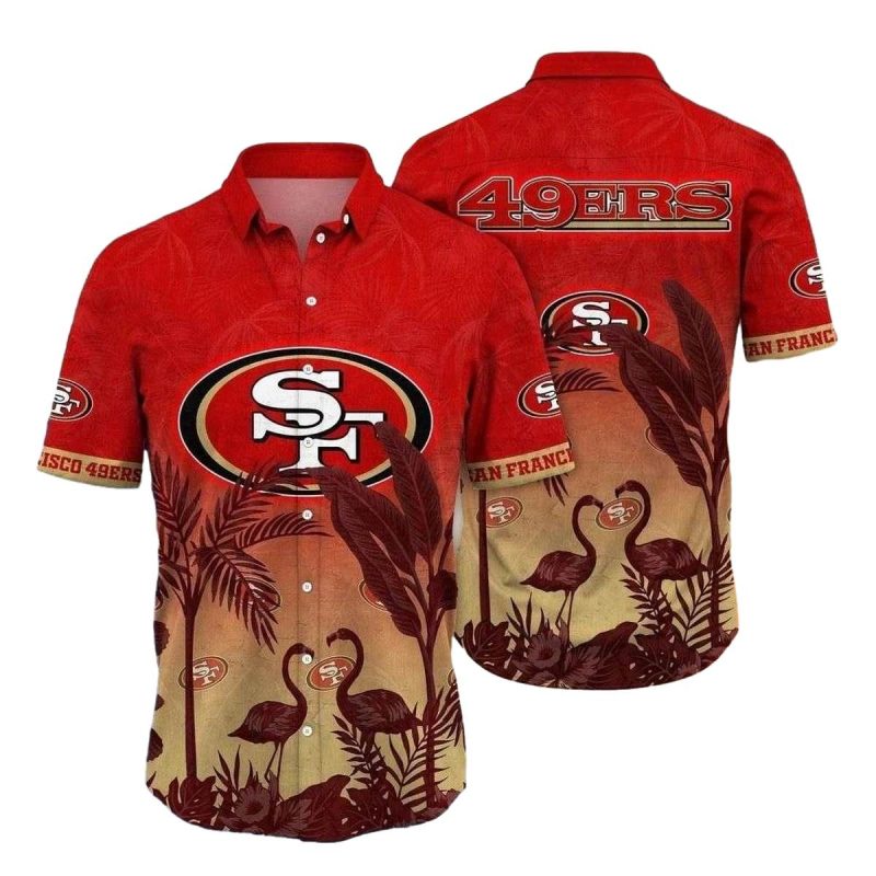 San Francisco 49ers Flamingo And Flower Tropical Hawaiian Shirt - Moonbestprint