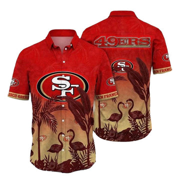 San Francisco 49ers Flamingo And Flower Tropical Hawaiian Shirt - Moonbestprint