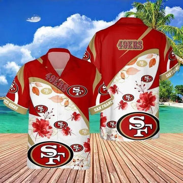 San Francisco 49ers Floral Aloha Hawaiian Shirt, NFL Hawaiian Shirt Moonbestprint
