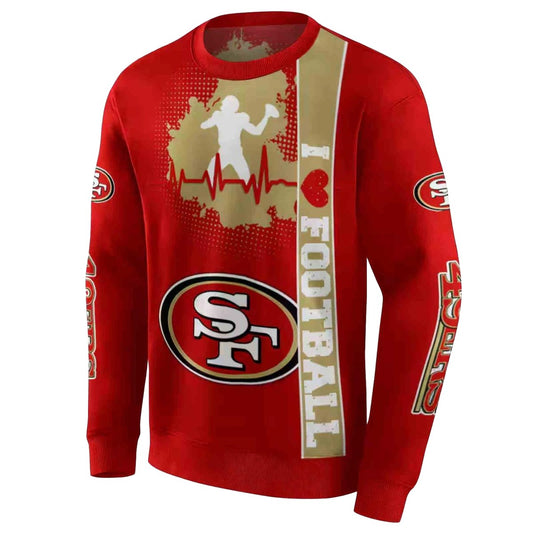 San Francisco 49ers Football Heartbeat Red Aop Sweatshirt - Moonbestprint