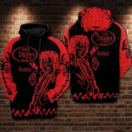 San Francisco 49ers Football Skull Fajthful 3D Hoodie, NFL Hoodie Moonbestprint