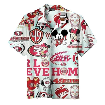 San Francisco 49ers Funny Mickey And Skull Hawaiian Shirt - Moonbestprint