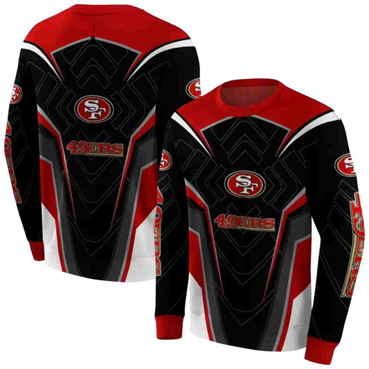 San Francisco 49ers Futuristic Pattern Red And Black Aop Sweatshirt - Moonbestprint