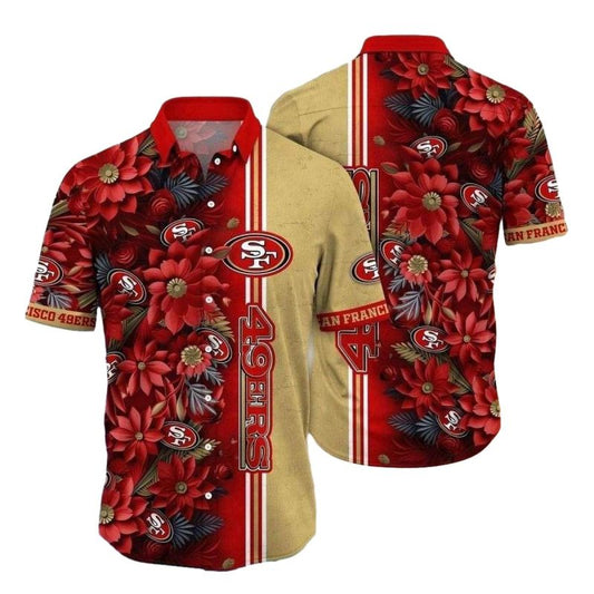 San Francisco 49ers Gold Rush Floral Hawaiian Shirt - Moonbestprint