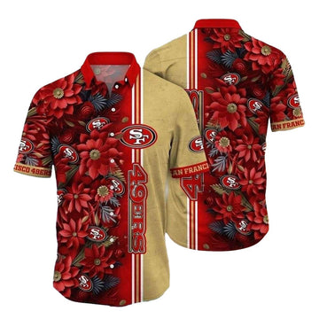 San Francisco 49ers Gold Rush Floral Hawaiian Shirt - Moonbestprint