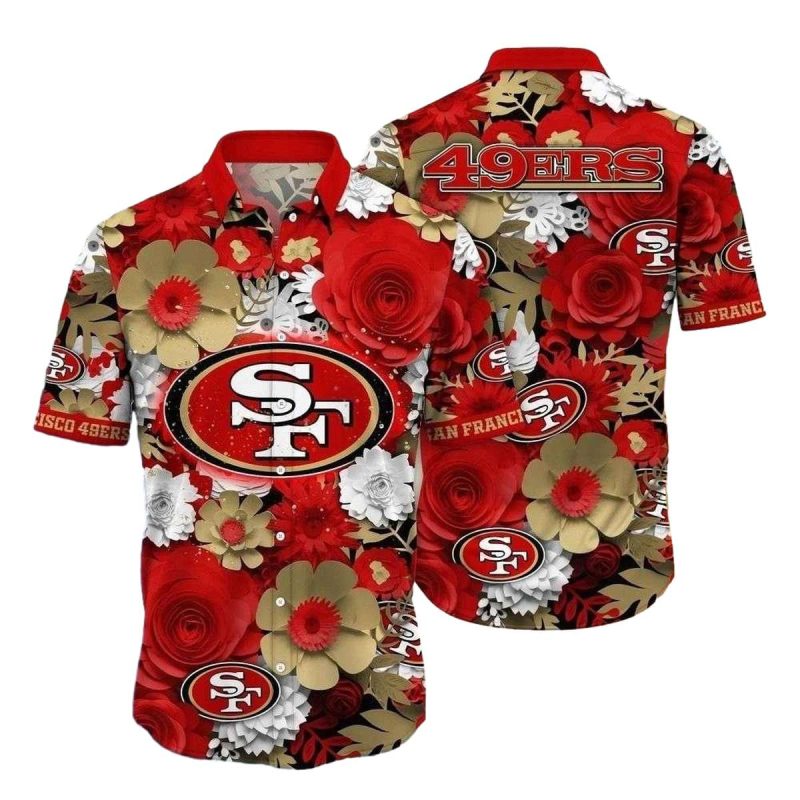 San Francisco 49ers Golden State Floral Emblemhawaiian Shirt - Moonbestprint