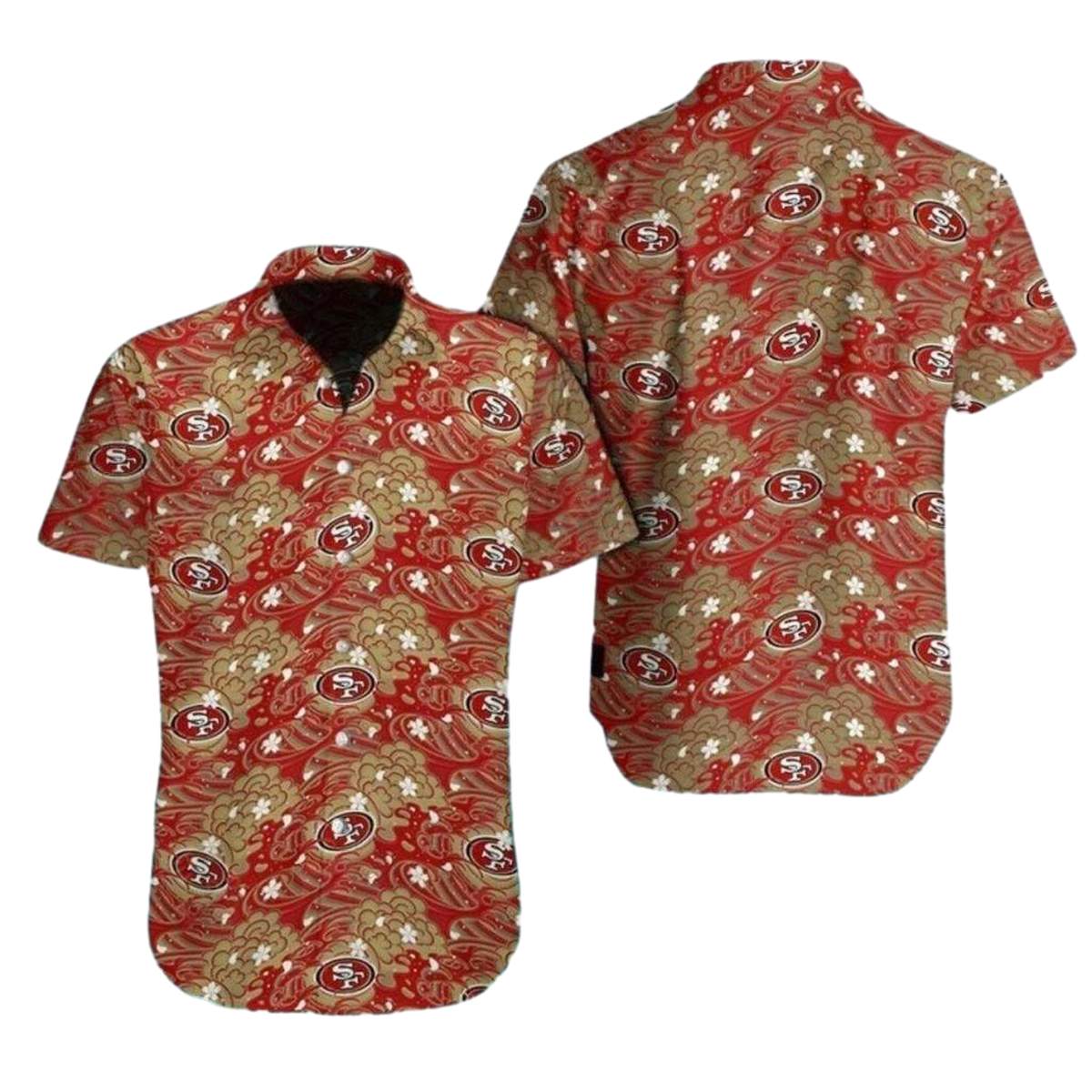 San Francisco 49ers Golden Swirl Artistic Hawaiian Shirt - Moonbestprint