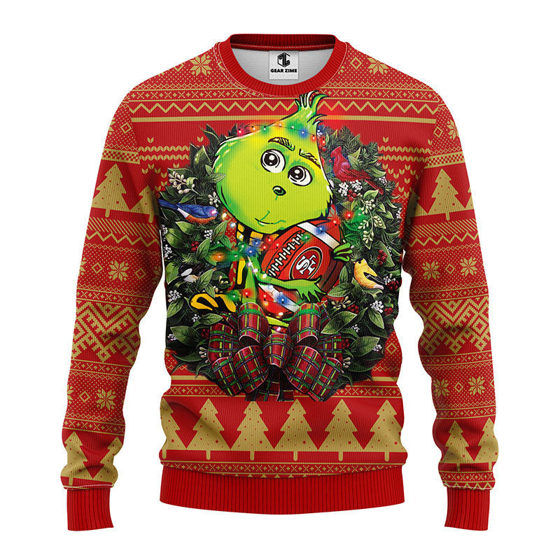 San Francisco 49ers Grinch Hug Ugly Christmas Sweater Moonbestprint